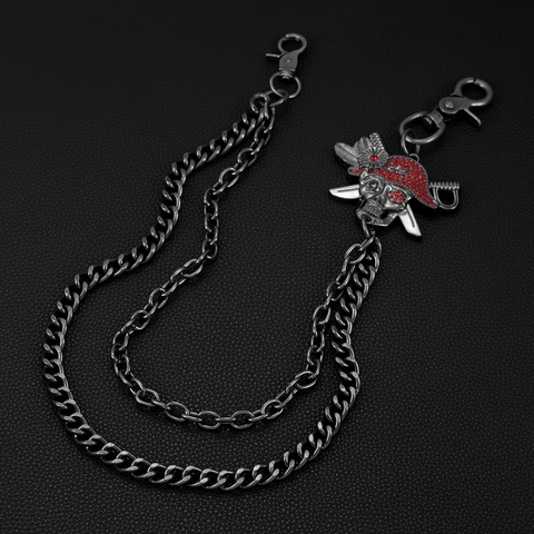 Punk Pirate Skull Double Layer Trousers Chain Alloy Rhinestone Hip Hop Wallet Belt Chain For Men Women Party Decoration