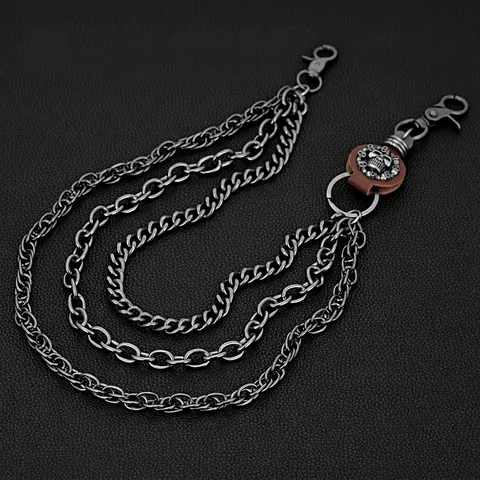 Punk Gothic Multi Layer Pant Chain Metal Leather Skull Pendant Waist Belt Accessory For Halloween Hip Hop Men Women Streetwear
