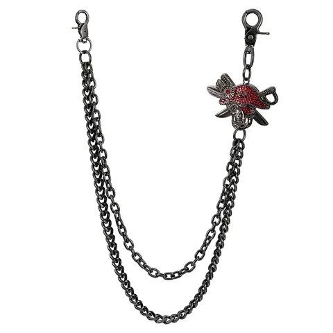 Punk Pirate Skull Double Layer Trousers Chain Alloy Rhinestone Hip Hop Wallet Belt Chain For Men Women Party Decoration