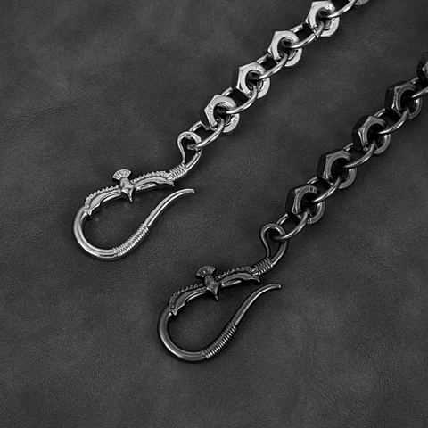 Industrial Metal Hex Nut Pants Chain Hip Hop Eagle Clasp Wallet Chain Vintage Punk Waist Chain For Men Women Accessory