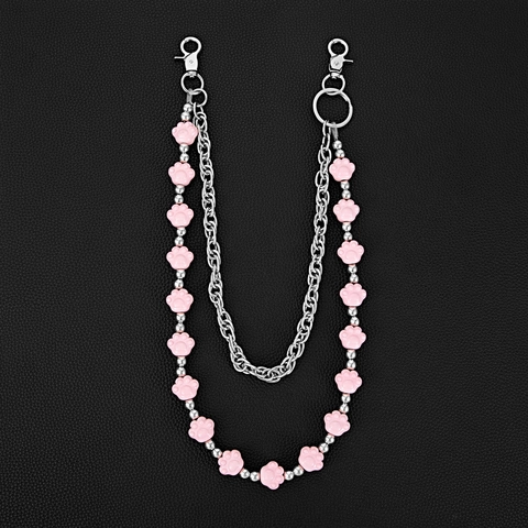 Multi Layer Metal Chain Cute Bear Paw Trousers Chain Colorful Animal Claw Hip Hop Waist Chain Sweet Jeans Accessory For Women Men