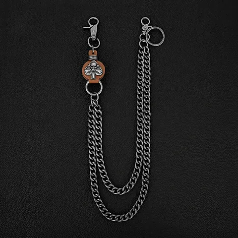 Cadena de Pantalones de Doble Capa Punk Rock para Hombre Hip Hop Calavera Corazón Colgante Cadena de Cartera de Metal Accesorios
