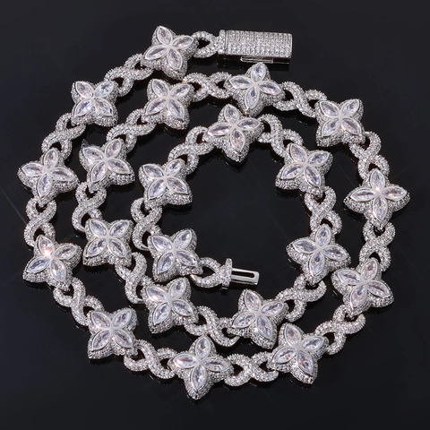 Iced Out Hip Hop Clover Infinity Cuban Link Chain For Men Copper Zirconia Pave Jewelry Party Gift
