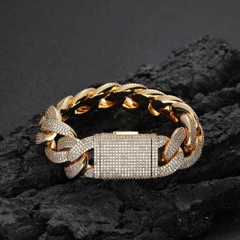Hiphop Bubble Cuban Link Armband Voor Heren Dames Koper Iced Out Zirconia Pavé Zware Rij Luxe Ketting Sieraden Cadeau