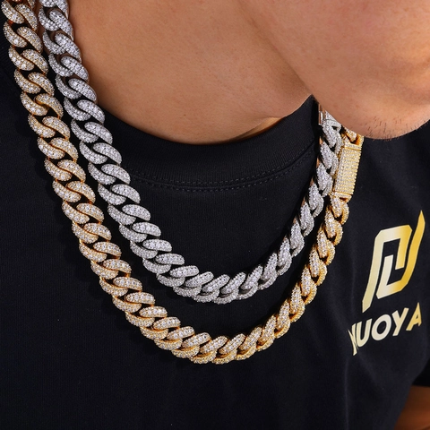 Hip Hop Men Iced Out Cuban Link Chain Necklace Copper With Zirconia Gold White Gold Plated Jewelry For Men Party