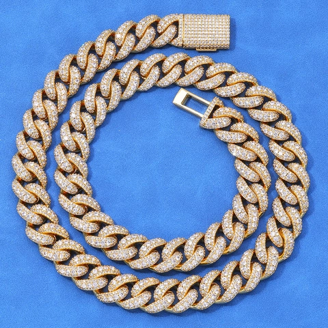 Hip Hop Men Iced Out Cuban Link Chain Necklace Copper With Zirconia Gold White Gold Plated Jewelry For Men Party