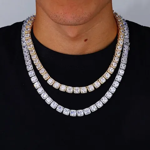 Iced Out Zirconia Square Tennis Chain Necklace Copper Hip Hop Jewelry For Men Women Luxurious Streetwear Accessory Gift