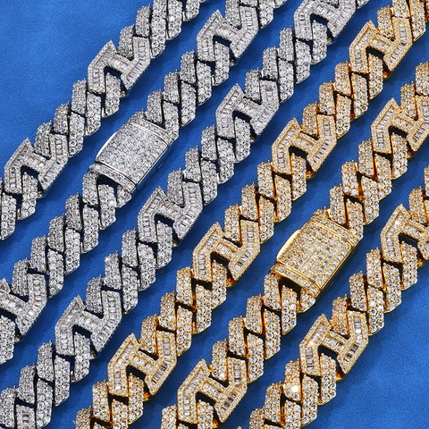 Set di Collana e Bracciale Hip Hop Iced Out Pig Nose Cuban Link in Rame con Zirconia Placcato Oro 18k Gioielli da Uomo