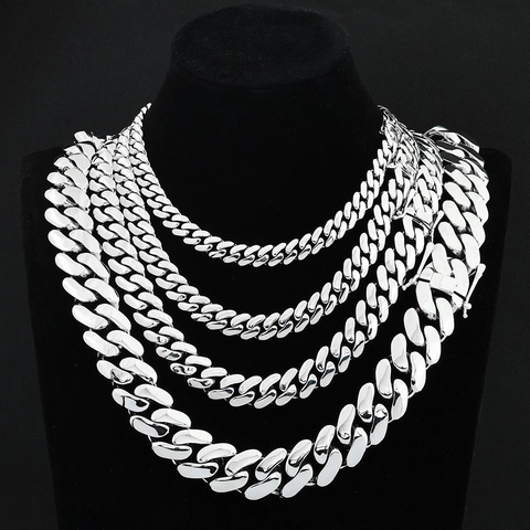 Hip Hop Copper Cuban Link Necklace For Men Women High Polished Heavy Metal Chain With Box Clasp Street Fashion Jewelry