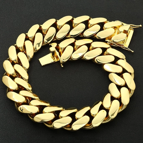 Hip Hop Copper Cuban Link Necklace For Men Women High Polished Heavy Metal Chain With Box Clasp Street Fashion Jewelry