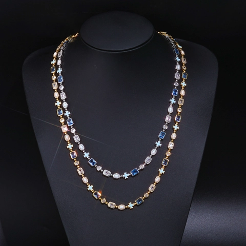 Hip Hop 6mm Herren Halskette Kupfer Zirkonia Künstlicher Opal Kreuz Anhänger Gold Silber Plattiert Kette Schmuck Geschenk