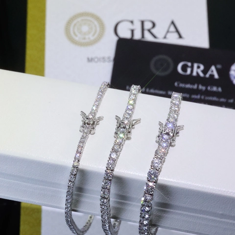 Moissanite 925 Sterling Silver Tennis Bracelet For Men Women Hip Hop Iced Out Round Cut Moissanite Chain Bracelet Jewelry