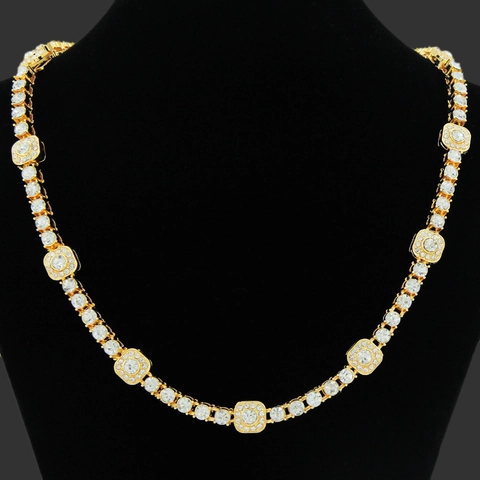 Hip Hop Iced Out Rhinestone Cuban Link Necklace Bracelet Set For Men Women Zinc Alloy Square Geometric Fashion Jewelry