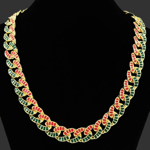 Hip Hop Herren Panzerkette Halskette Zinklegierung Rot Grün Emaille Tropföl Klobig Gold Silber Plattiert Streetwear Schmuck