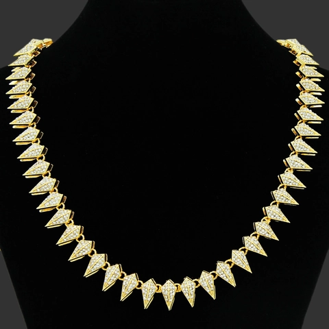Collana Hip Hop Cuban Link Uomo Iced Out Strass Lega Catena Oro Argento Geometrico Punk Streetwear Gioielli per Festa