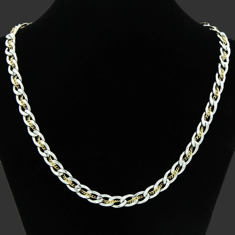 Hip Hop Tweekleurige Roestvrijstalen Schakelketting Halsketting Voor Mannen Vrouwen Gepersonaliseerde Industriële Choker