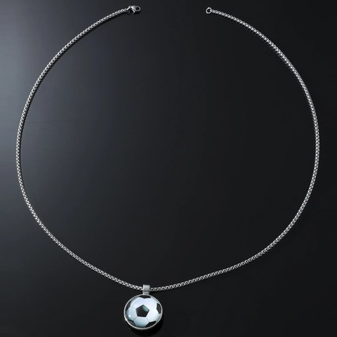 Hip Hop Fußball Anhänger Halskette Legierung Silber Boxkette Fußball Sport Schmuck Für Herren Tägliche Party Accessoires