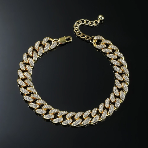 Tobillera de Cadena Cubana Hip Hop Aleación Brillante Estilo Punk Cadena de Tobillo Ajustable Joyería Para Hombre Mujer Fiesta