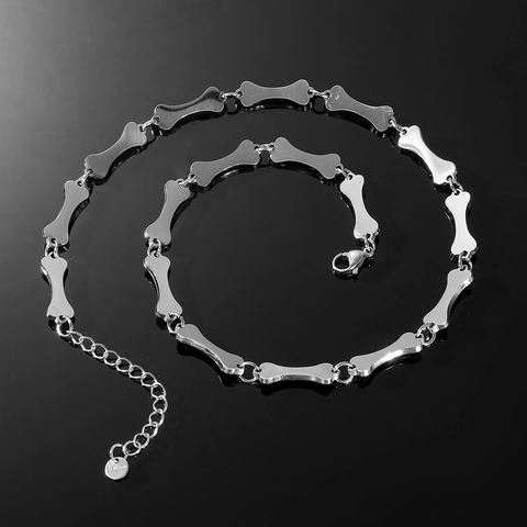Collana a Forma di Osso Hip Hop Per Uomo Donna Acciaio al Titanio Stile Punk Catena a Clavicola Gioielli Personalizzati Regalo di Moda