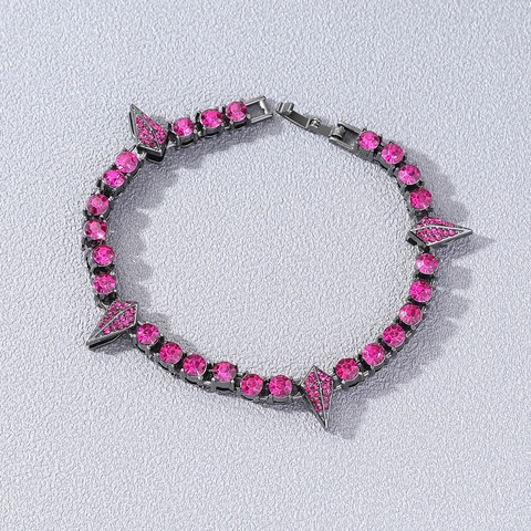 Bracelet Tennis Hip Hop Punk en Alliage Avec Strass et Breloques Pointe de Flèche Violet Gris Fusil Pour Hommes Femmes