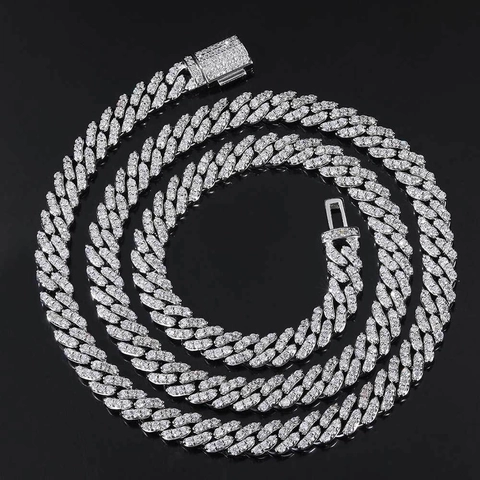 Hip Hop 8mm Iced Out Cuban Link Necklace For Men Copper Zirconia Chain Luxury Row Drill Pave Jewelry Gift For Daily Party