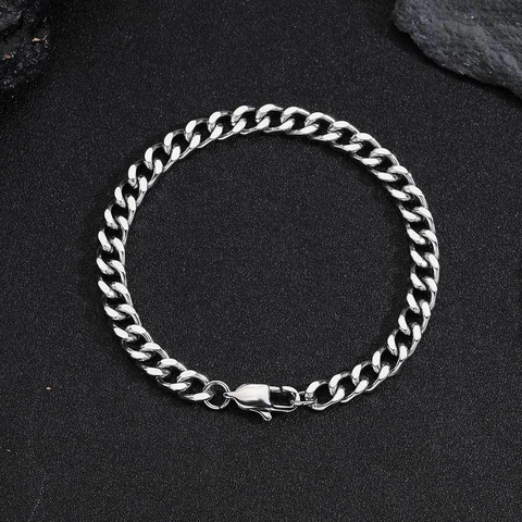 Bracciale a Maglia Cubana in Acciaio Inossidabile Hip Hop per Uomo Donna Gioielli di Moda Street Style Personalizzati
