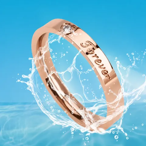 Bague Strass en Cuivre Minimaliste Style Ins Pour Femmes Couleur Or Rose Acier Or Coeur Forever Love Bague Gravée Bague Empilable Mince de Haute Qualité Cadeau de Bijoux de Main de Mode