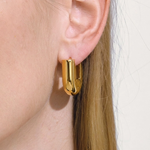 U-Förmige Creolen Edelstahl PVD Vergoldet Geometrisch Minimalistisch Modeschmuck Für Frauen