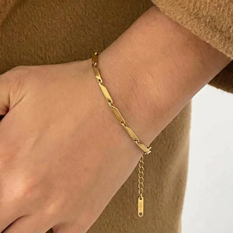 Stainless Steel Jewelry Set Rhombus Geometric Necklace And Bracelet Waterproof Hypoallergenic Luxury Fashion For Women