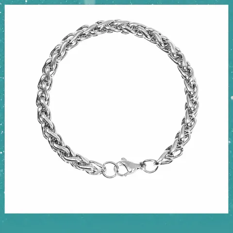Bracelet Chaîne de Blé en Acier Inoxydable Minimaliste pour Hommes Femmes Bracelet Tressé en Acier Titane Bijoux de Mode Unisexe