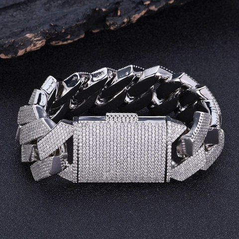 Bracciale Cuban Link a Sei File di Zirconia a Rombo Hip Hop per Uomo Gioielli in Rame Placcato Iced Out Accessorio Moda