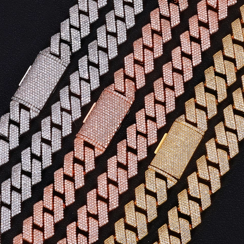 Hip Hop Iced Out Cuban Link Necklace And Bracelet Set Copper Zirconia Pave Chain For Men Women Streetwear Fashion Jewelry