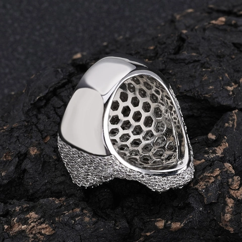 Anello Croce Hip Hop per Uomo Donna Ghiacciato Zirconia Fascia in Rame Oro Argento Placcato Gioielli Geometrici Anello Dito Regalo