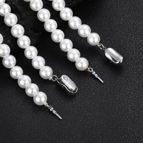 Hip Hop Artificial Pearl Necklace Bracelet Jewelry Luxury Stainless Steel Clasp Choker For Women Men Daily Accessory