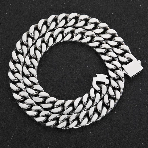 Collana a Maglia Cubana in Acciaio Inossidabile Hip Hop Per Uomo Placcato Oro 18K Lucidato Catena Pesante Gioielli