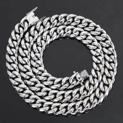 Collier Hip Hop Homme en Acier Inoxydable Mailles Cubaines Plaqué Or 18K Grosse Chaîne Lourde Mode Streetwear Bijoux Unisexe