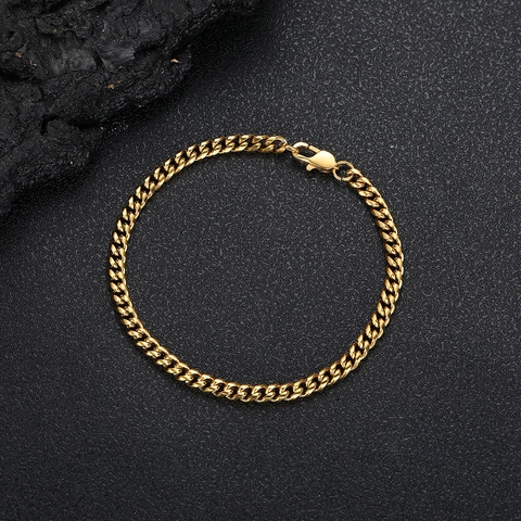 Bracciale a Maglia Cubana in Acciaio Inossidabile Placcato Oro Hip Hop Catena Spessa Gioielli per Uomo Donna Accessori Moda