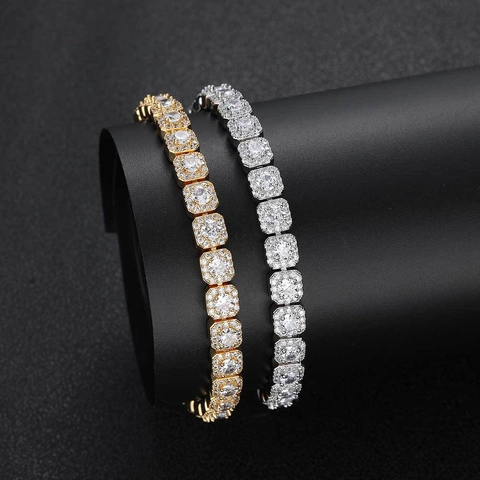 Iced Out Zirconia Tennis Chain Necklace Bracelet Set Copper Hip Hop Jewelry For Men Women Party Accessories Gold Silver