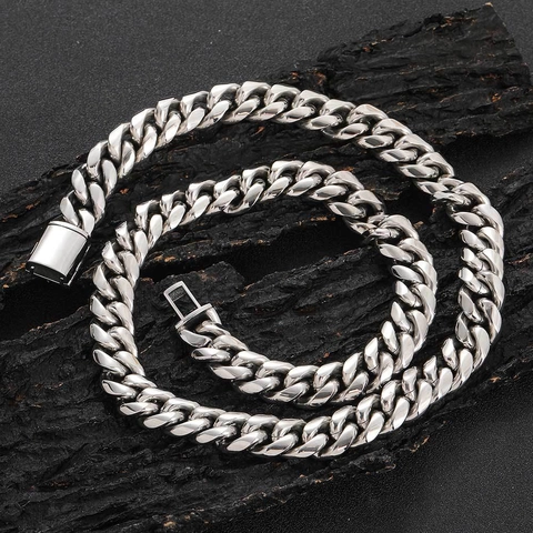 Hiphop Roestvrijstalen Cubaanse Schakelketting Voor Heren Dames Hoogglans Gepolijst Heavy Metal Streetwear Mode Sieraden