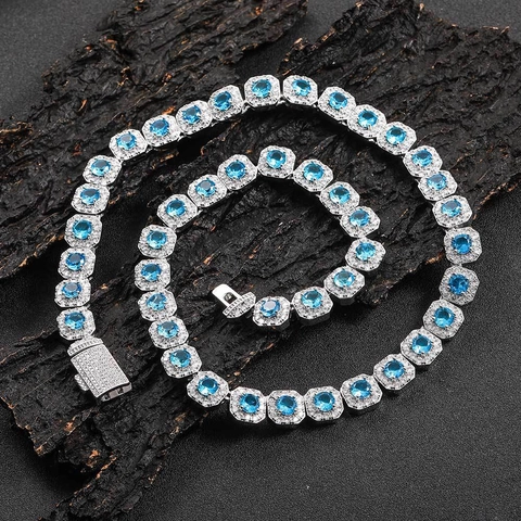 Hip Hop Copper AAA Zirconia Tennis Chain Necklace For Men Women Iced Out Bling Geometric Link Chain Jewelry Party Accessory