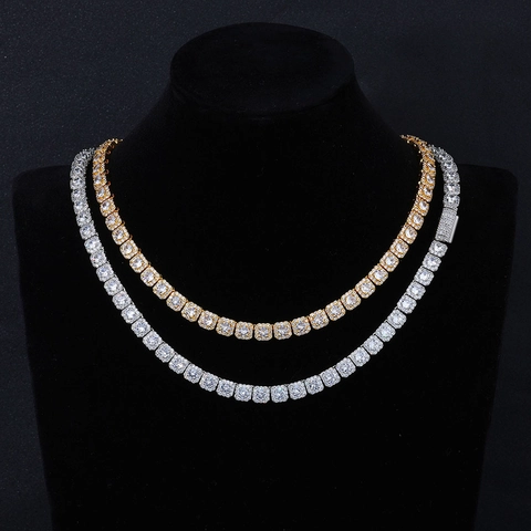 Luxury Hip Hop Necklace Copper Zirconia Square Link Iced Out Box Clasp Jewelry For Men Women Party Streetwear Bling Chain