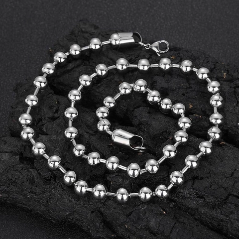 Collana a Catena a Sfere in Acciaio Inossidabile Hip Hop Lucida Per Uomo Donna Punk Rock Gioielli alla Moda Accessorio