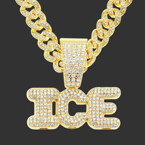 Hiphop Legering ICE Letter Hanger Halsketting Heren Luxe Strass Ingelegde Cubaanse Schakelketting Goud Zilver Sieraden Cadeau