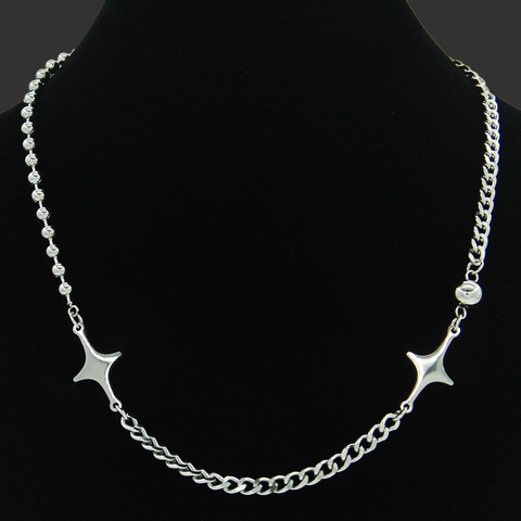 Ins Style Splicing Star Necklace For Women Titanium Steel Punk Cuban Chain Choker Minimalist Silver Color Hip Hop Jewelry