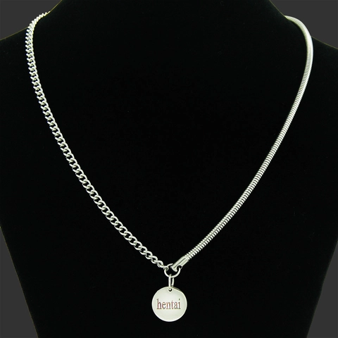 Collana a Catena Patchwork in Acciaio Inossidabile Con Ciondoli a Lettera Hentai E Mikegang Argento Street Hip Hop Gioielli Donna