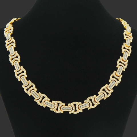 Collana Hip Hop Uomo Maglia Cubana Lega Iced Out Strass Cool Punk Gioielli Regalo