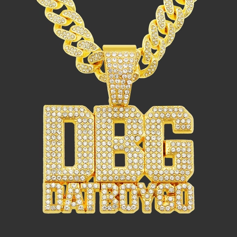 Hip Hop DBG Buchstabe Anhänger Halskette Legierung Strass Iced Out Panzerkette Streetwear Schmuck Für Herren Damen