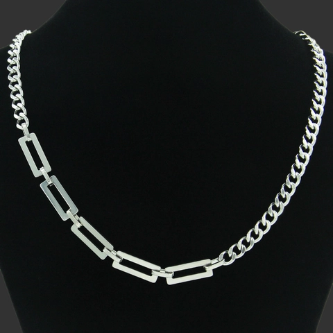 Collar Empalmado de Acero de Titanio Industrial Unisex Con Eslabones Rectangulares y Cadena Cubana Joyería Minimalista Streetwear