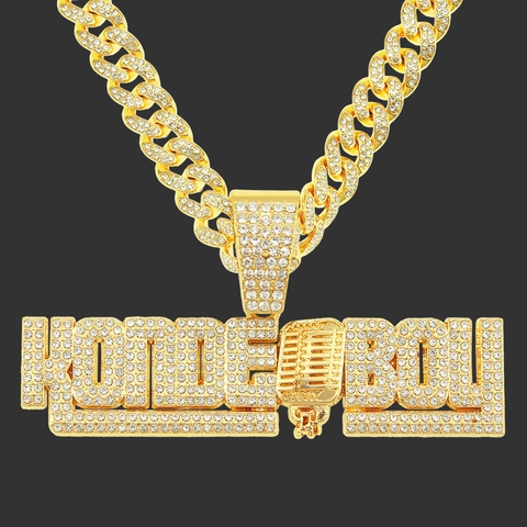 Collana Hip Hop Iced Out E Pendente Con Lettere Lega Strass Catena Cubana Gioielli Street Per Uomo Donna Accessorio Per Feste