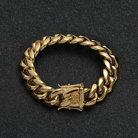 Bracciale Cuban Link in Acciaio Inossidabile Hip Hop Per Uomo Donna Placcato Oro Acciaio Bracciale a Catena Spessa Gioielli Streetwear
